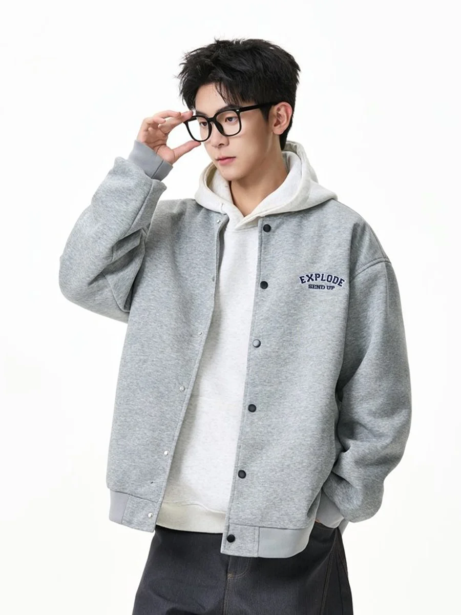 

Ретро-американская бейсбольная куртка для мужчин, повседневная вышитая верхняя одежда для подростков, модная универсальная куртка из смеси хлопка и полиэстера