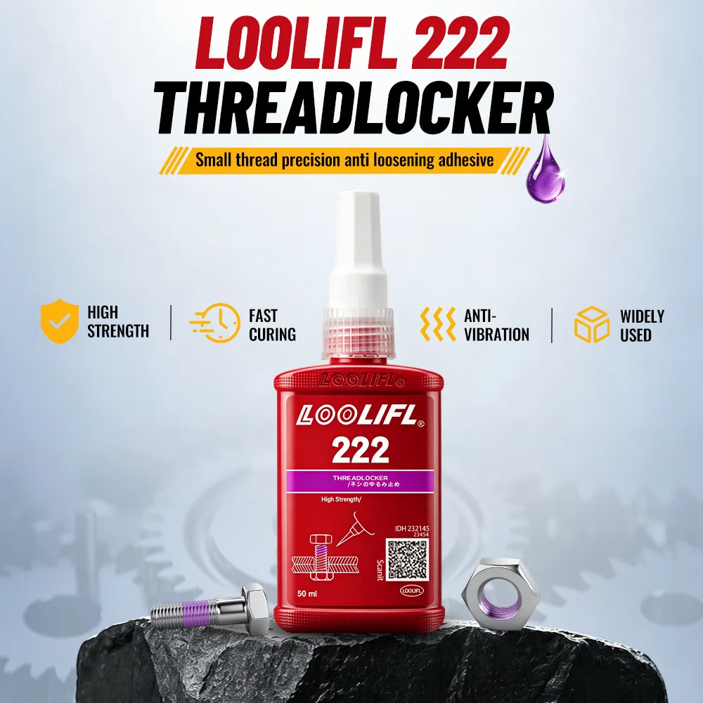 LOOLIFL-222-243-271 adhésif anaérobie pour le blocage des filetages, mastic anti-desserrage, type anaérobie, résistant aux hautes températures, antirouille, colle multifonctionnelle pour le blocage et le scellement permanents des composants métalliques, fixation rapide et amovible, agent puissant de blocage des filetages et antidérapant, adhésif fort.