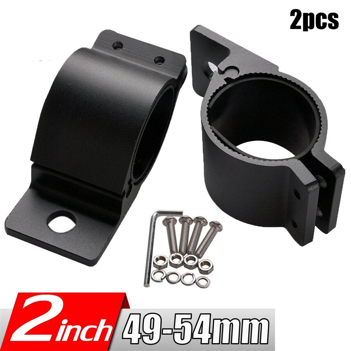 2X 2Inch 49-54mm Bull Bar Roll Cage Mount Bracket Clamps LED Work Light Bar Holder for SUV ATV Truck Motorcycle