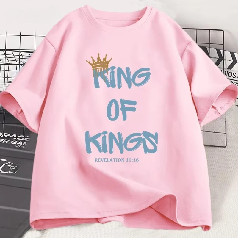 King of Kings T-Shirt Christian Clothing Religious Gift for Men Women Jesus Christ Streetwear Faith Harajuku Short Sleeve Tees