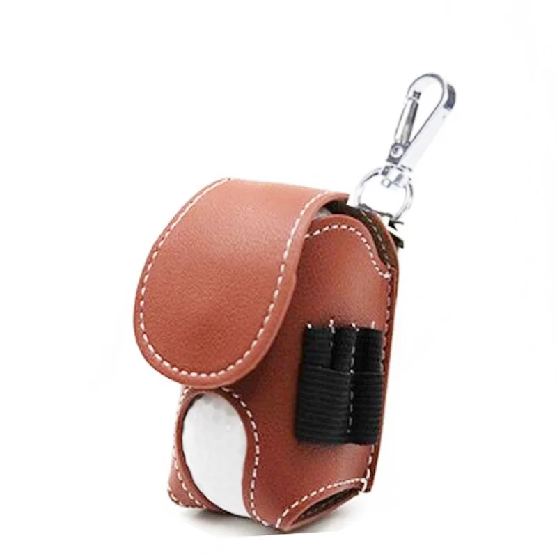 Golf PU Ball Bag Two-Piece Set Outdoor Portable Ball Waist Hanging Type Ball Needle Set Protective Bag