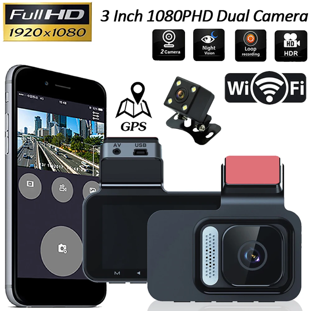 

Car DVR WiFi Full HD 1080P Dash Cam Rear View Vehicle Camera Video Recorder Night Vision Auto DVRs Dashcam GPS Car Accessories