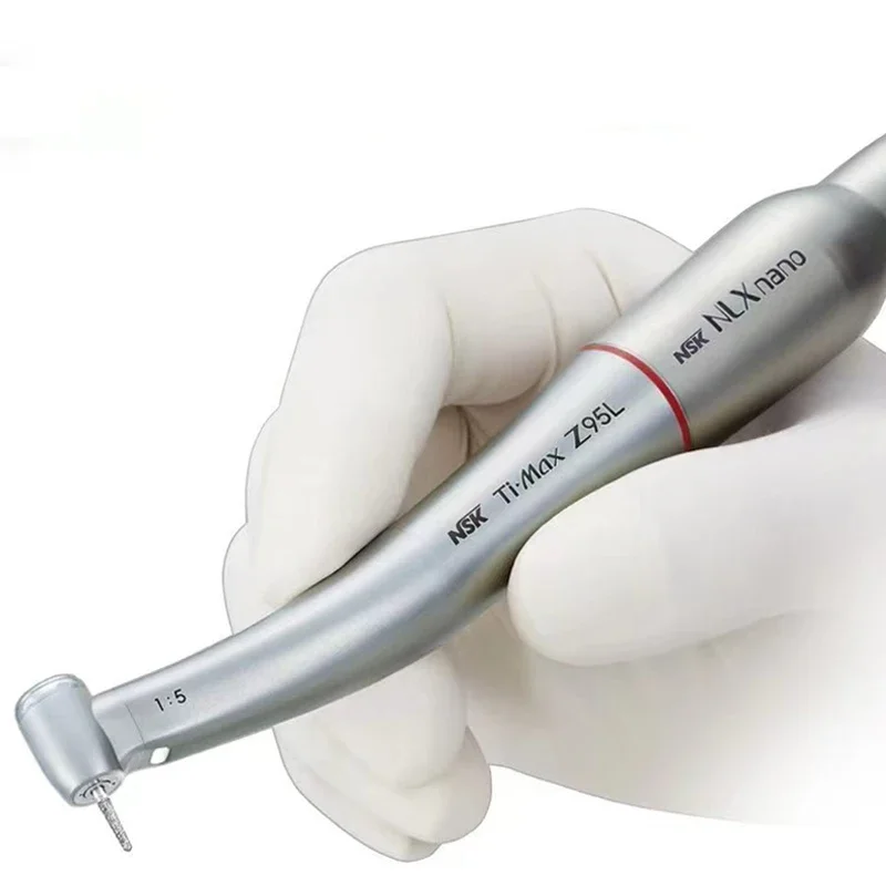 NSK Ti Max X95L contraangulo Dental 1:5 Increasing Speed Handpiece Against Contra Angle LED Optic Fiber Quattro Spray Red Rings