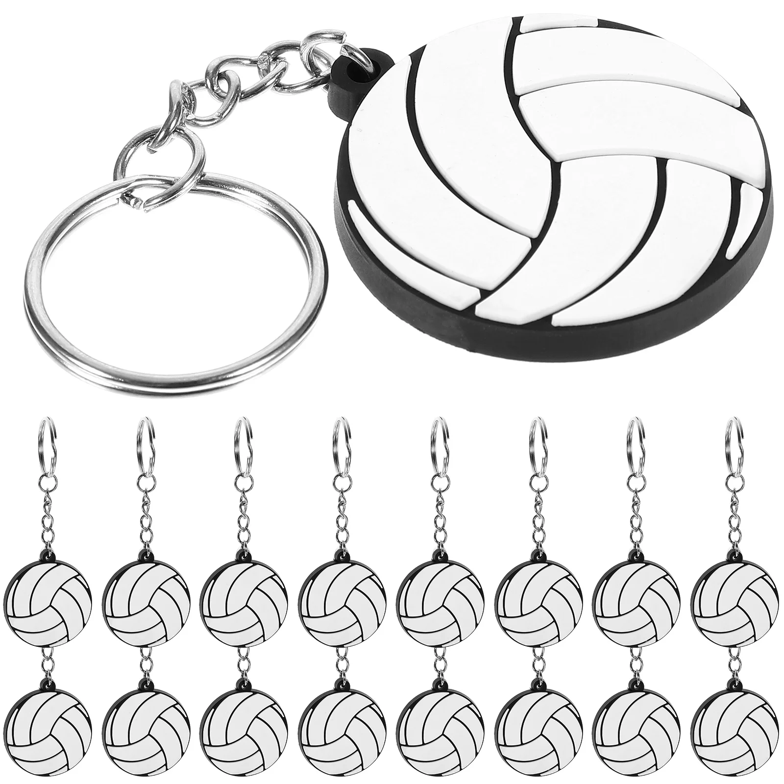 20 Pcs PVC Keychain Ties Mini Bow Bag Football Lanyards Volleyball Ring Pendant Charm Man