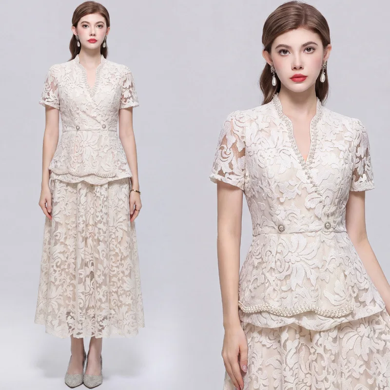 Summer Autumn Holiday Floral Maxi Formal Evening Dresses Women\'s Long Sleeve Lace Chiffon Dress Embroidery Vestidos Midi Robe