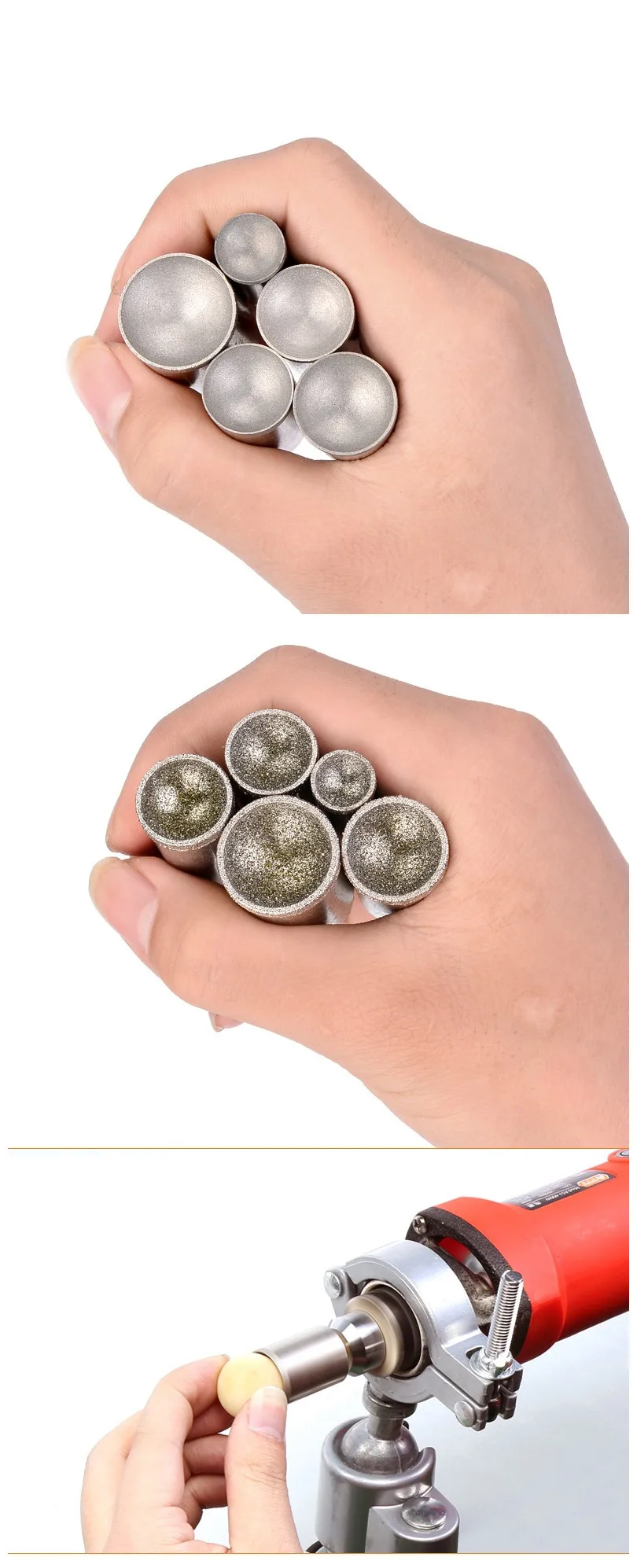 1pc 3-25mm Grinding Head Concave Polishing Suction Eye Socket Bead Grinder Spherical Abrasive Tools For Rotary Tool