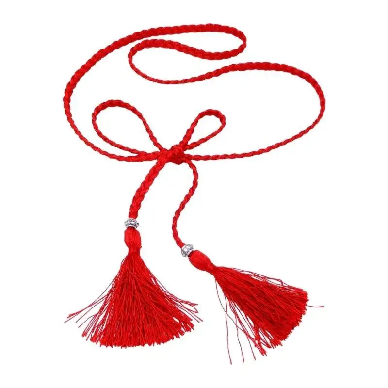 

652F Color Optional Women Waist Belt Vintage Bohemian Adjustable Braided Waist Belt Knot Women Dress Shirt Waist Seal Belt