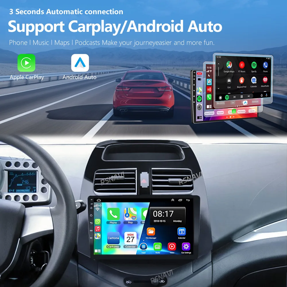 Android 16 Carplay Auto Car Radio Multimedia Player for Chevrolet Spark Beat Matiz Creative 2009 - 2016 E53 X5 M5 2din  Stereo