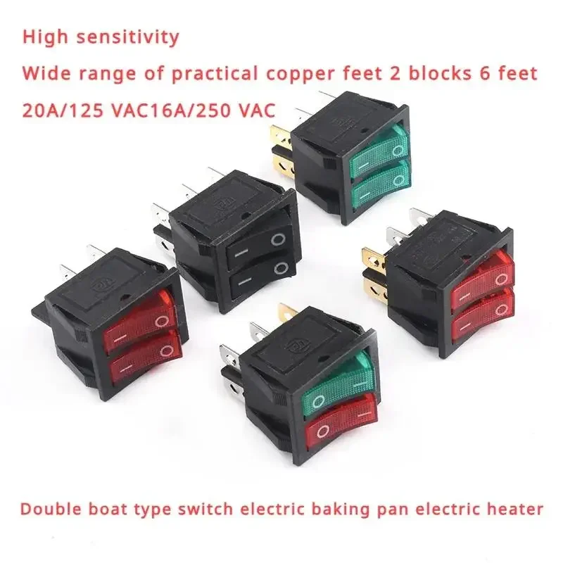 Double ship switch red and green ribbon lights 2 6-pin power button switch baking pan heater switch