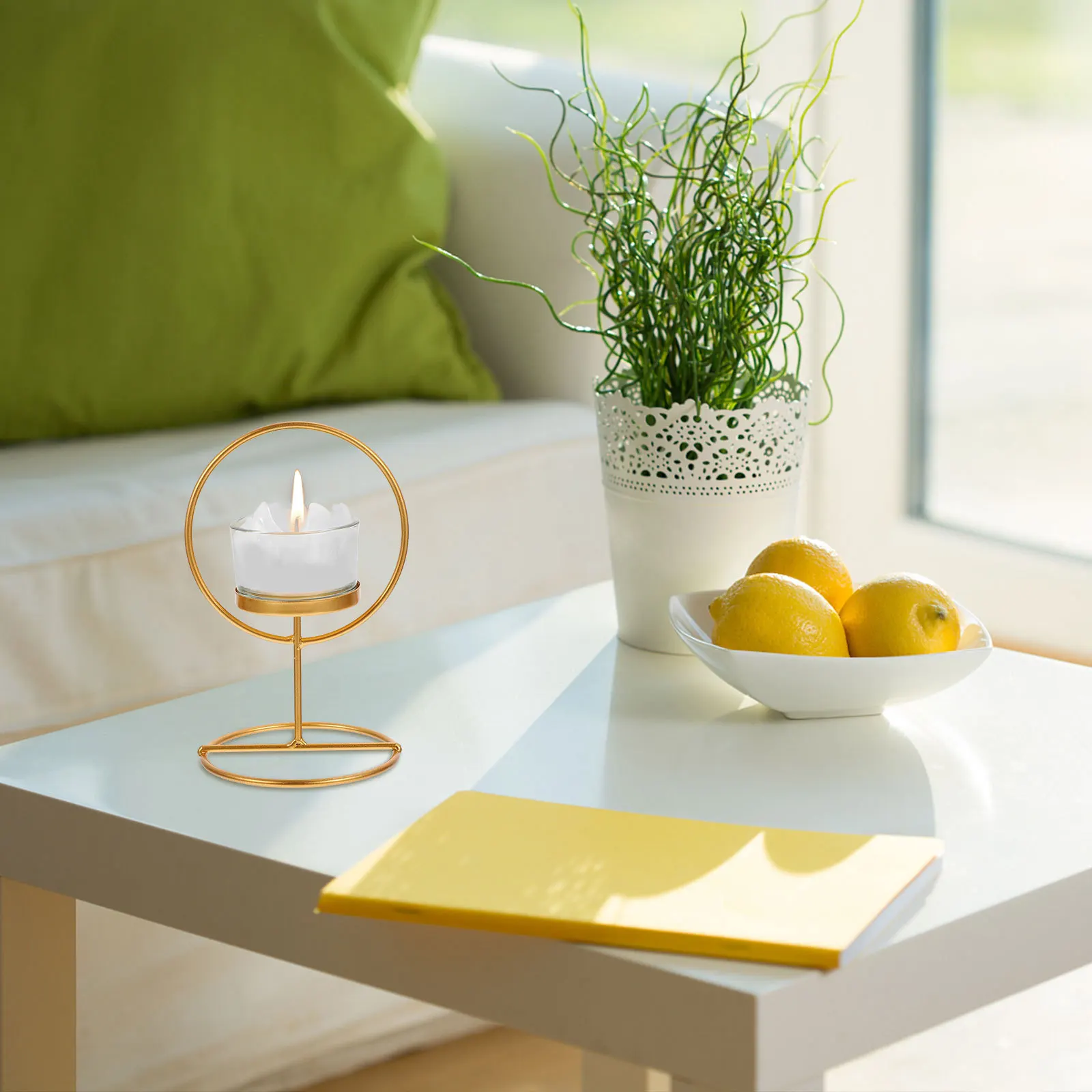 

Decor Wedding Nordic Style Candleholder Aromatherapy Tray Golden Art Candlestick