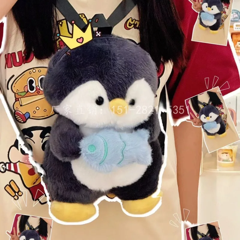 Women plush Penguin backpack girl cartoon cute doll shoulder bag