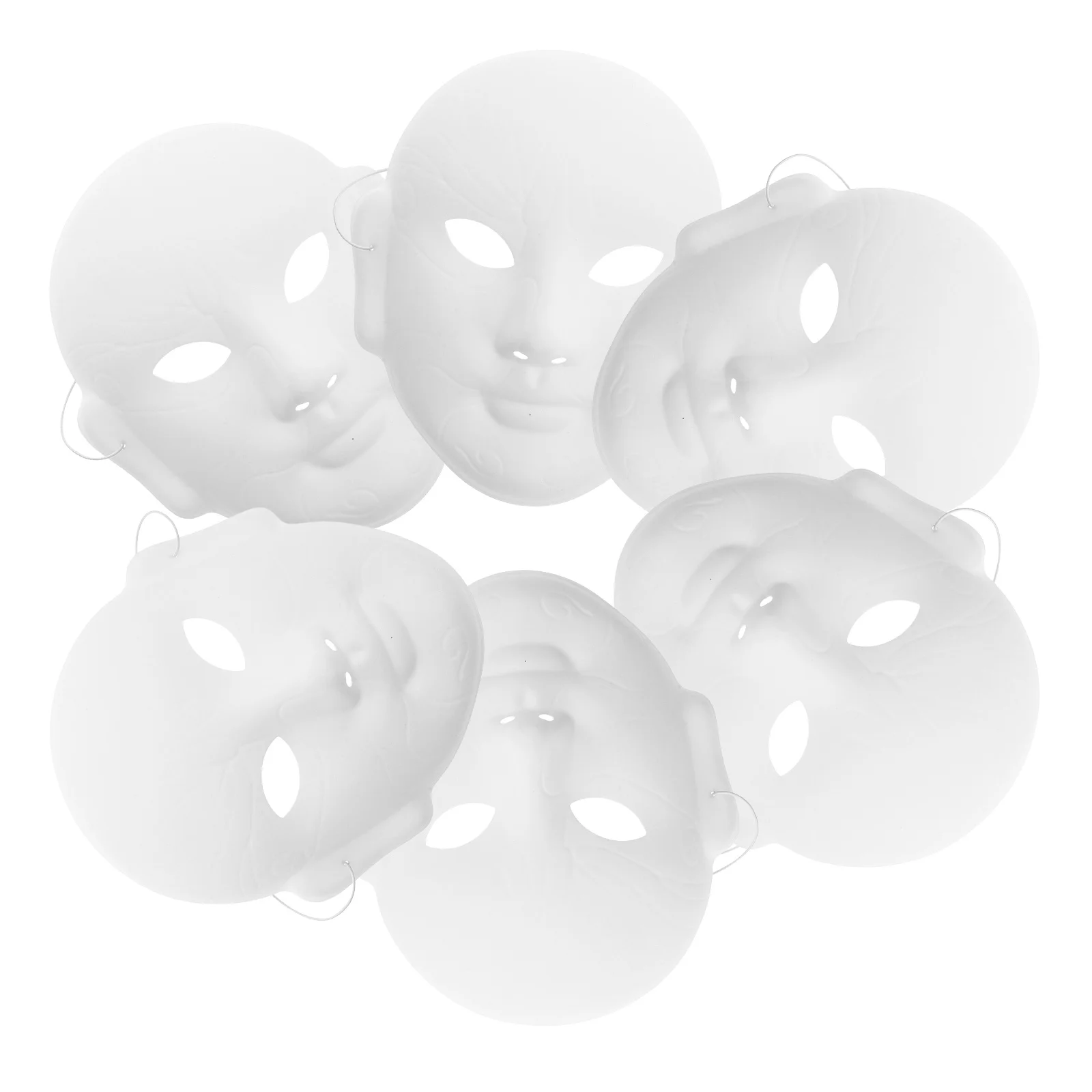 

6pcs DIY Blank Masks White Paper Peking Face Mask Paintable Unpainted Masquerade Craft Masks Photo Booth Props Carnival