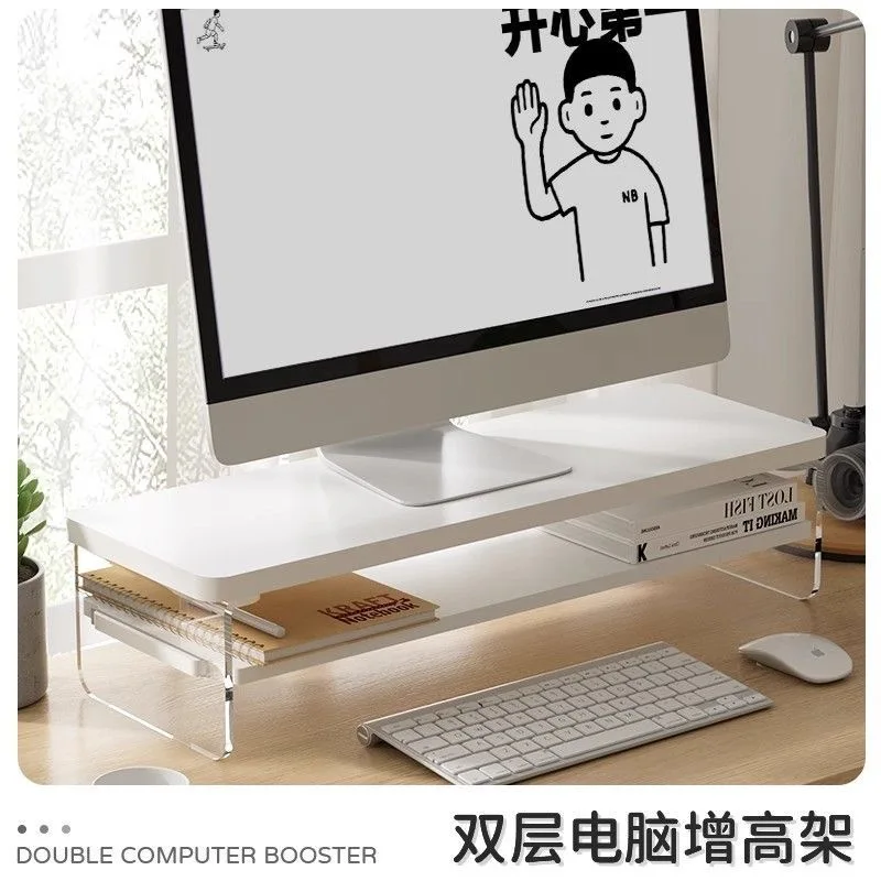 New double-layer monitor screen height adjuster, office desktop storage bracket, computer keyboard storage shelf
