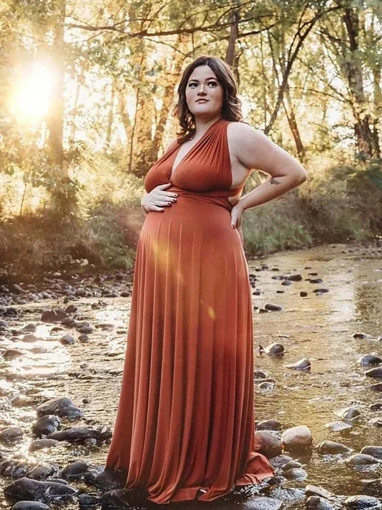 

Vintage Maternity Photoshoot Dress Sexy Backless Maxi Gown Retro Lace-Up Elegant Bump Friendly Pregnancy Outfit Baby Shower