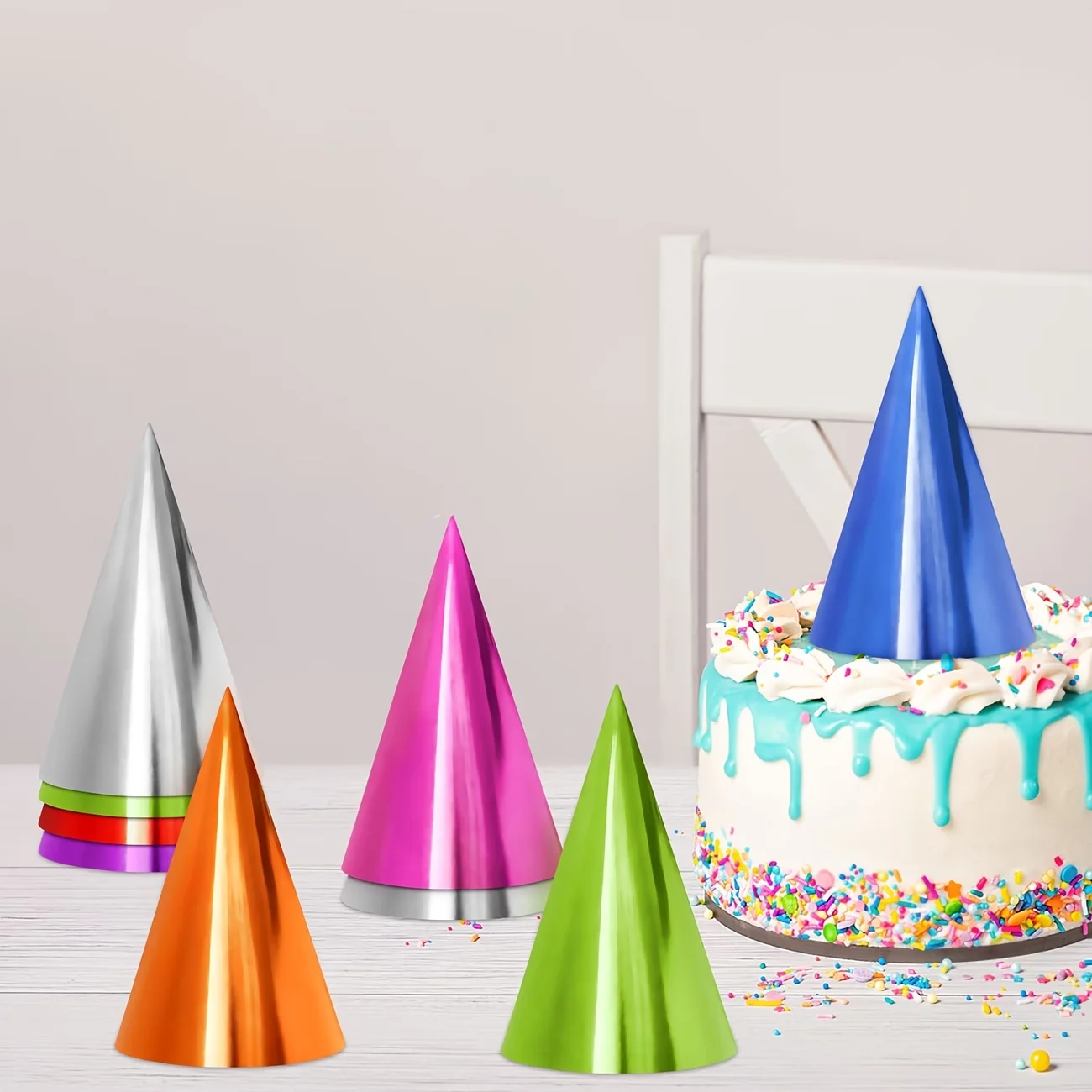 10pcs Colorful Metallic Foil B - đánh giá và giá Party Hat Cone