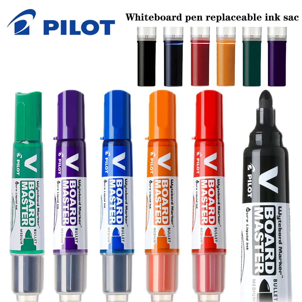 6 Color Pilot Whiteboard Markers Pen 2.3mm Refillable Liquid Ink Erase Whiteboard Lassroom Supplies School Stationery