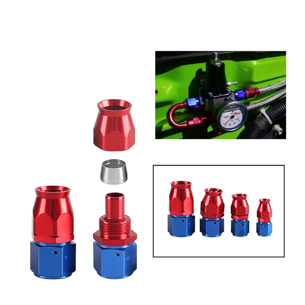 AN4 AN6 AN8 AN10 AN12 Straight 0 45 90 180 Degree Reusable Car Hose End Fittings Adapter For Swivel PTFE Oil Fuel Line Blue Red