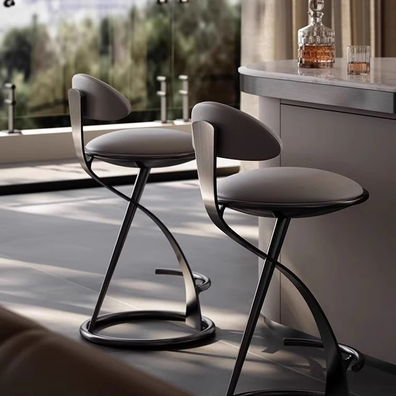 Luxury Modern Bar Stool with Gold Metal Frame - Curved Backrest & Upholstered Seat for Kitchen & Bar Decor Chair
