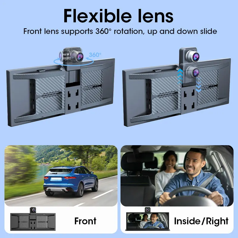 11.3" Car DVR 4K Dashboard Wireless Carplay Android auto Touch Screen Dash Cam Dual Len Video Recorder GPS Navigation FM AUX BT - view 3
