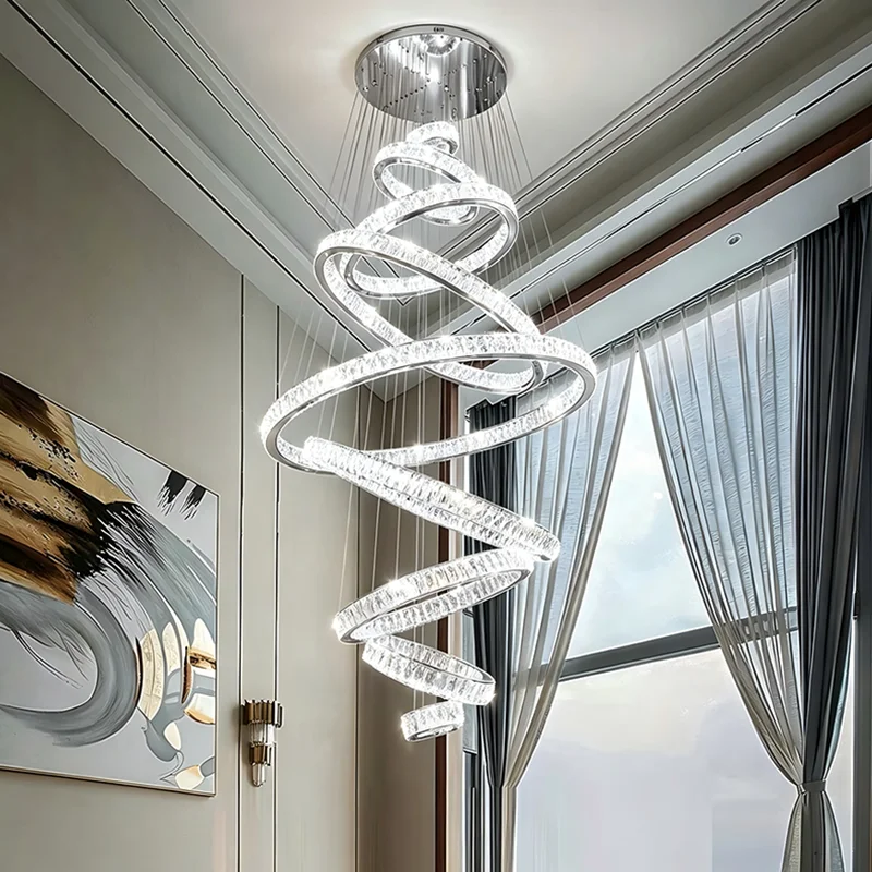 Modern Home Decoration Crystal Chandelier, Stair Pendant Lamp, Living Room Pendant Lights, Interior Lighting