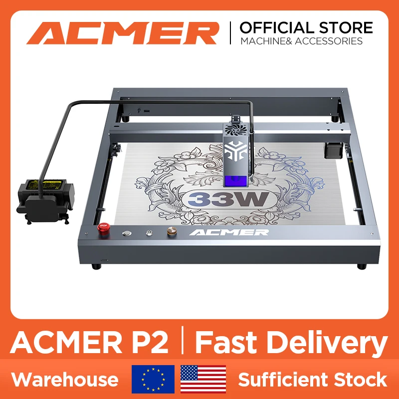 

ACMER P2 33W Laser Engraving Machine With Wifi Offline Control 33W Laser Engraver Cutting Machine Woodworking Tools 420x400mm