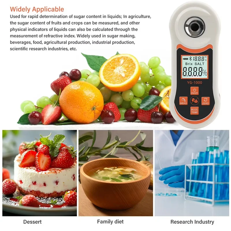 A13E-3-In-1 Temp Salinity Digital Refractometer With ATC 0-24% Salt 0-60% Sugar Tester For Drink Brewing Food Saltwater