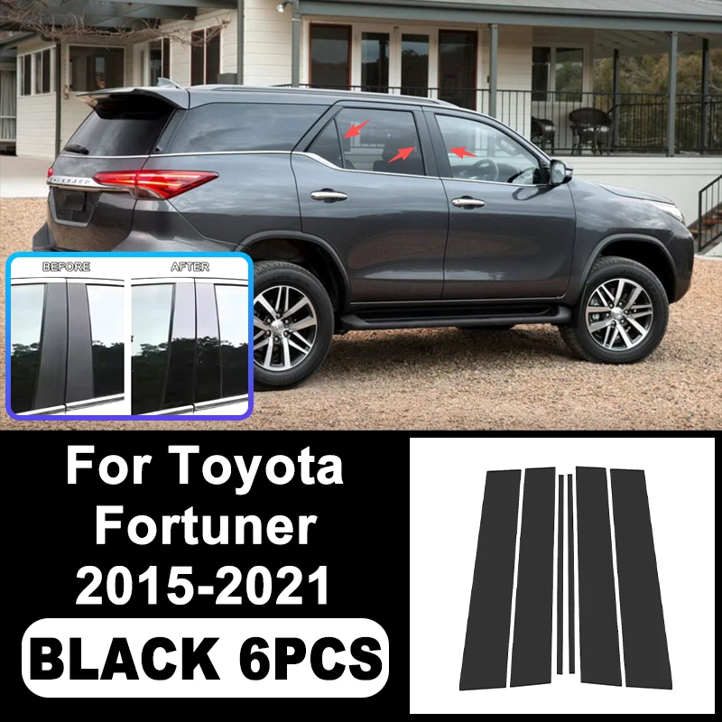 

For Toyota Fortuner 2015-2021 B/C Pillar Stickers - PC Window Decorative Trim for Middle Pillar,Car Exterior Accessories 2016