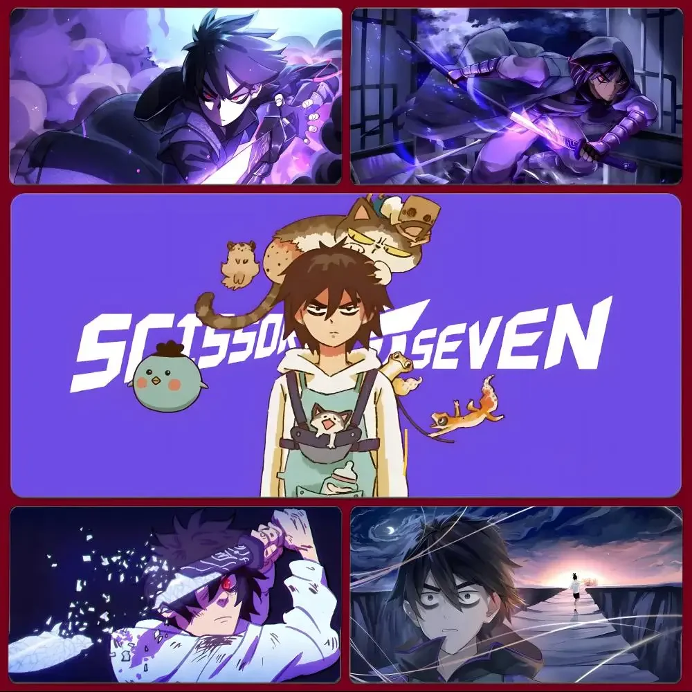 Cool Funny Anime S-Scissor Seven Mouse Pad Large Gaming Mousepad with Stitched Edges Thickened Desk Mat PC