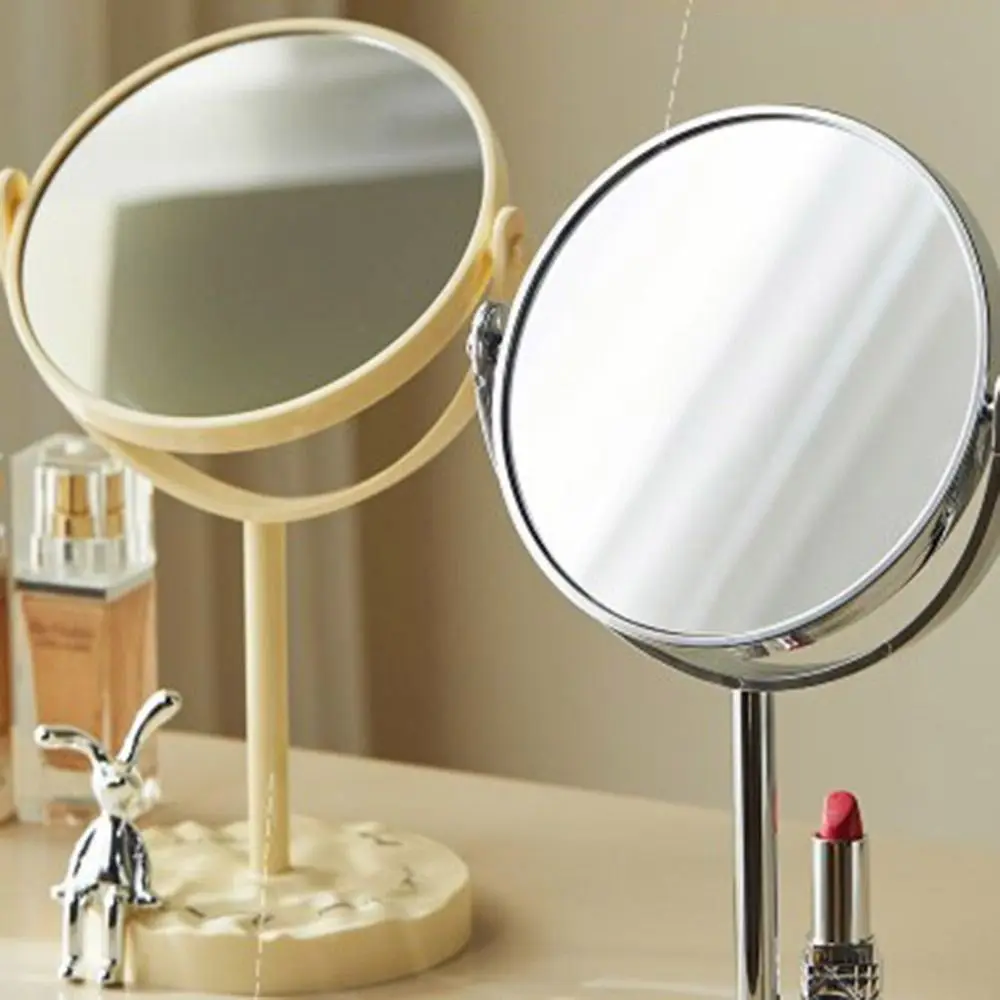 Nordic Double-Sided Vanity Mirror 360° Rotatable Detachable Table Cosmetic Mirror High Definition Oval Desktop Stand Mirror