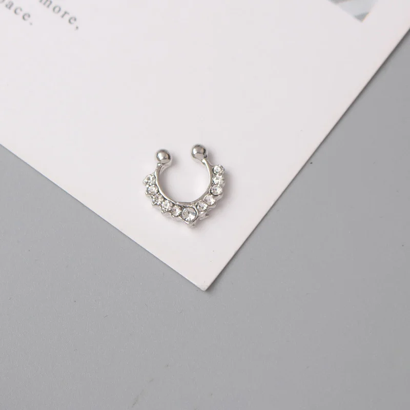 Anillo de Piercing falso para la nariz para mujer, aro de cristal punk para el Septum, Piercing para la cadera, 1 unidad