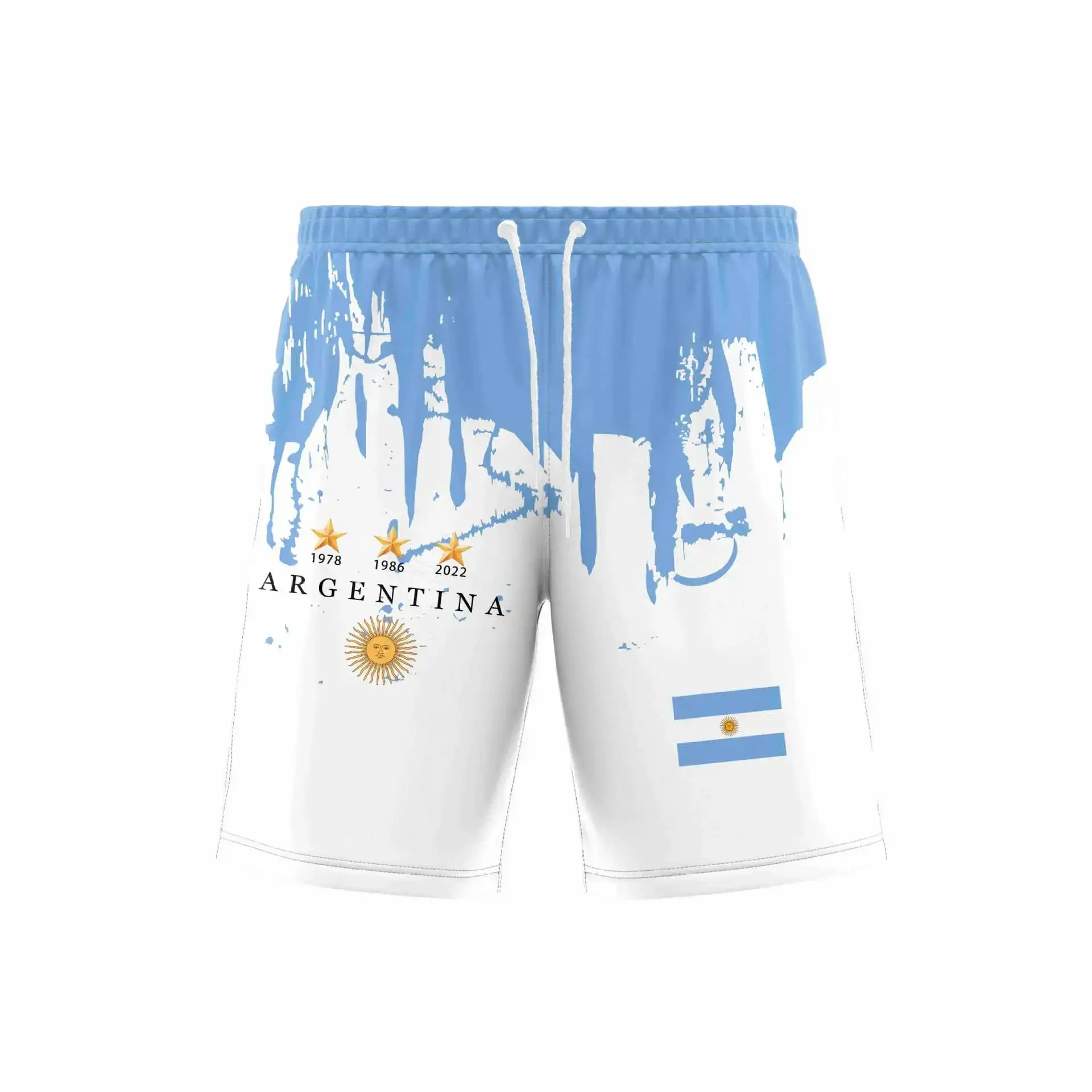 Unisex Argentina Equipe Nacional 3D Impresso Futebol Calças, Equipe Nacional Praia Shorts