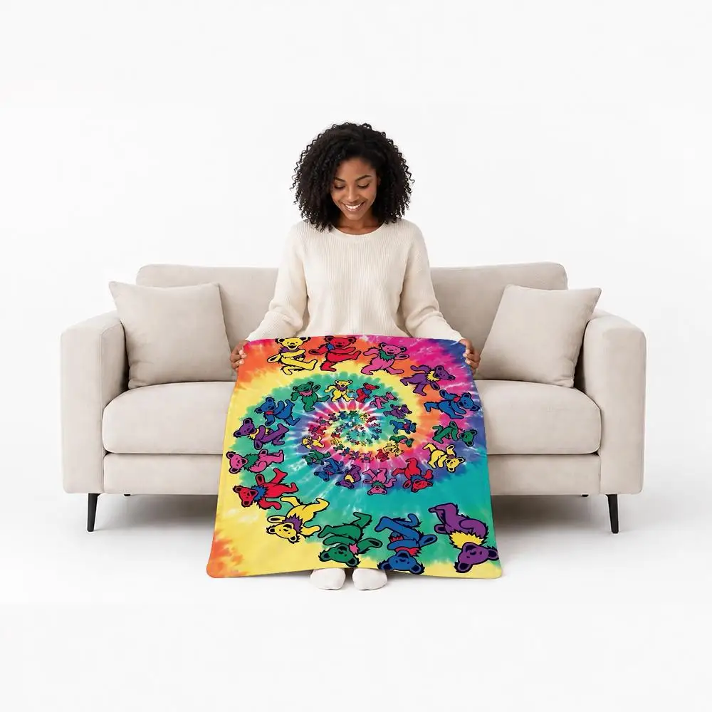 Classic Band Grateful Dead Throw Custom Printed Flannel Fleece Blanket for Sofa Bed Office Travel & Camping