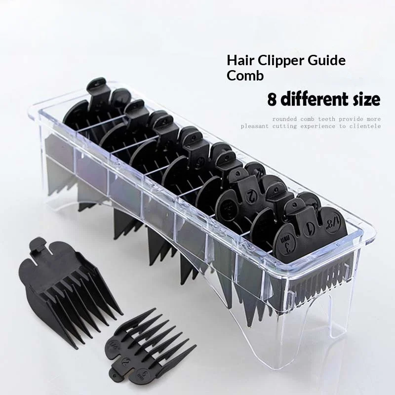 

Набор из 8 сменных насадок-гребней для мужских машинок для стрижки волос, для салонов и парикмахерских, инструменты для хранения парикмахерских принадлежностей