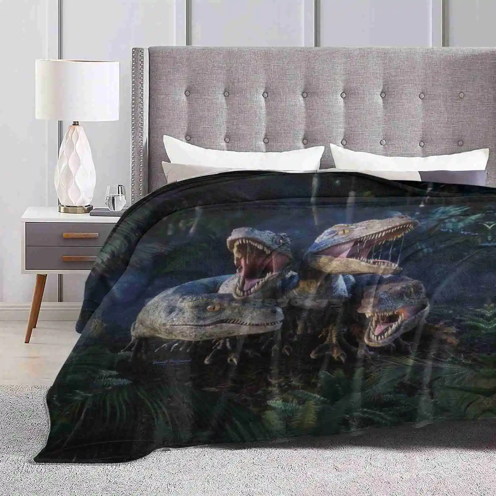 Raptor Squad Latest Super Soft Warm Light Thin Blanket Dinosaurs Monster T Rex World Raptors David Penfound Davidpenfound Squad