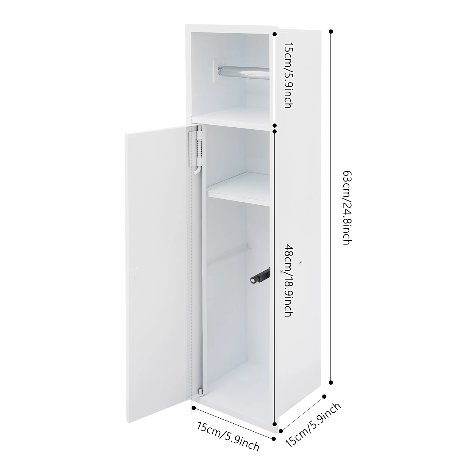 Doppelschichtiger Badezimmerschrank, Badezimmer-Nischen-Shampoo-Taschentuch-Aufbewahrungsregal, 63 x 15 x 15 cm, mit Toilettenpapierhalter – Detail 3