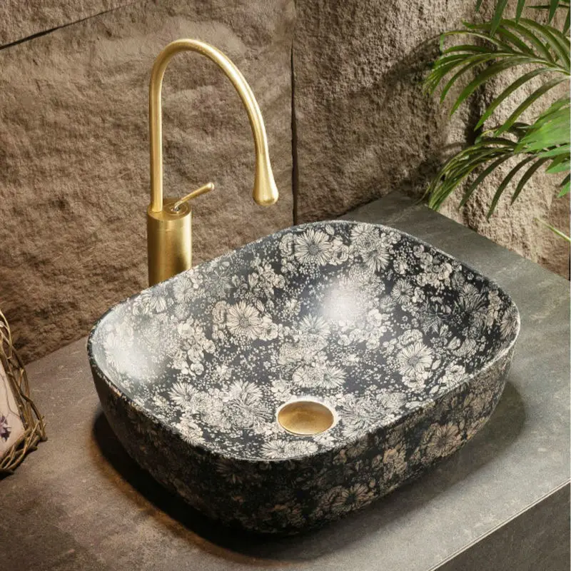 

New Retro Art Wash Basin Bathroom Fixture Balcony Wash Hand Basin Single Basin Bathroom Accessories Vessel Sink GN349DE