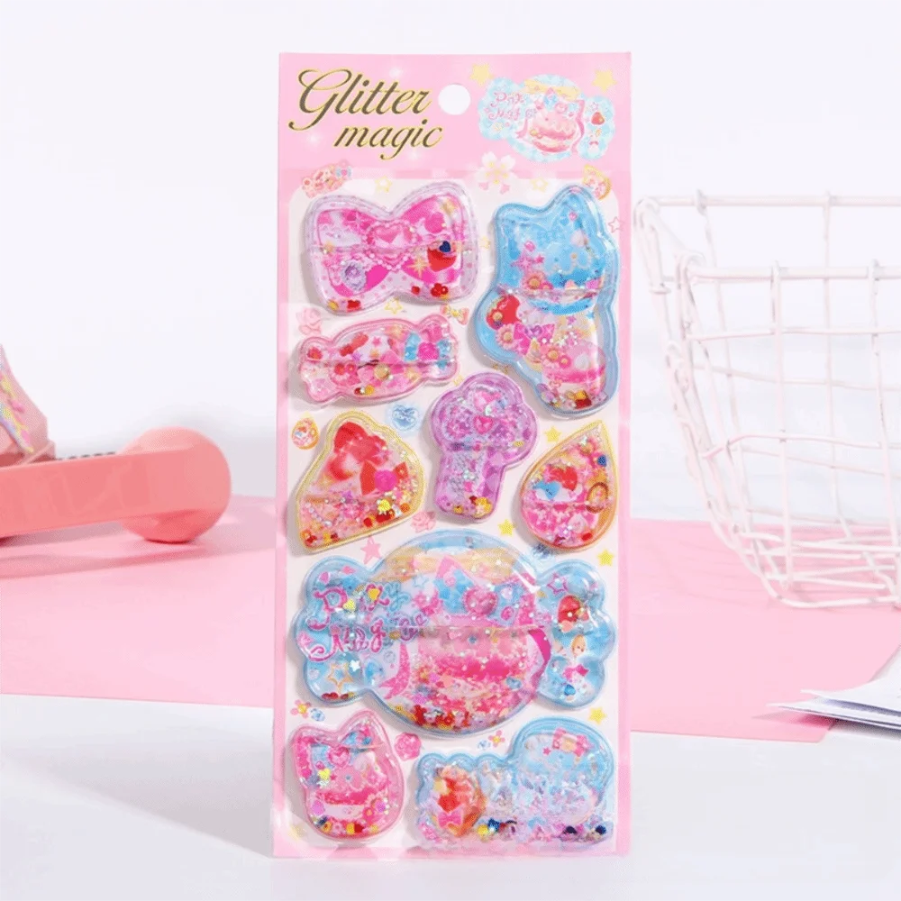 

Новый дизайн с блестками, 3D наклейка в виде встряхивания, Kawaii, съемная наклейка в стиле ретро Y2K, индивидуальный дизайн, креативный дизайн, наклейка с медведем и кроликом