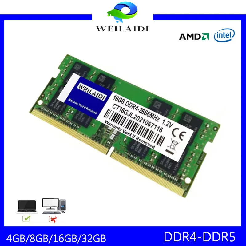 DDR4 DDR5 Laptop RAM 4GB 8GB 16GB 24GB 32GB 48GB PC4 2133 2400 2666 3200MHZ PC5 4800 5200 5600MHZ 1.1V SODIMM Memoria Ram