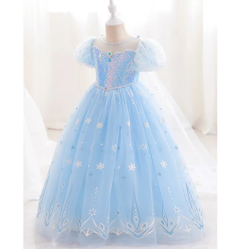 

Frozen Elsa Girls' Princess Dress, New Tulle Ball Gown with Long Elegant Skirt