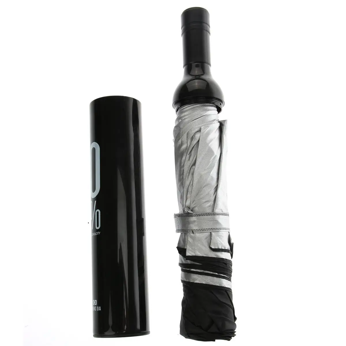 5Cm Diameter 30 5Cm Height Black Creative Bottle Shaped Umbrella Folding Design Manual Open Metal Ribs Durable Hard Plastic