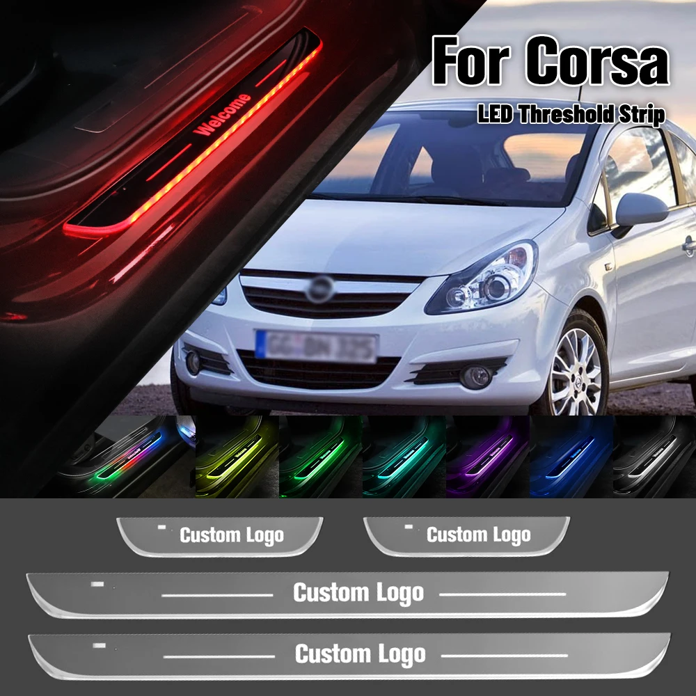 

For Opel Corsa C D E F 2000-2023 Car Door Sill Light Customized Logo LED 2013 2014 2019 Welcome Threshold Pedal Lamp Accessories