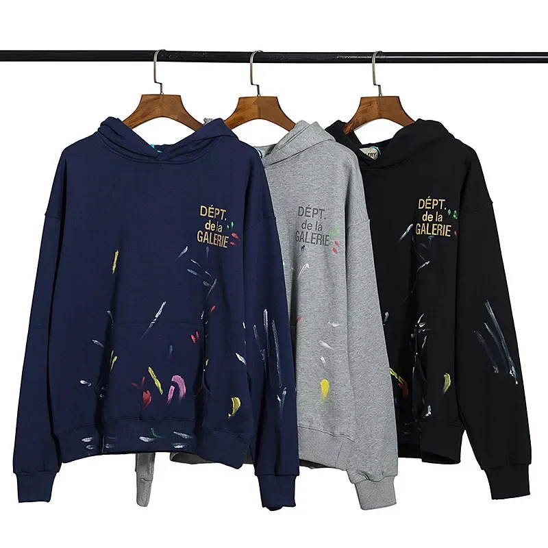 GALLERY DEPT Ink splashing graffiti high street hoodie loose casual cotton hooded sweater
