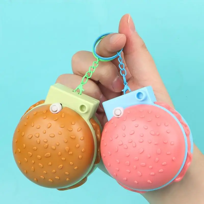 Mini Rotating Plate Magnetic Fishing Game Keychain Cute Hamburger Bag Pendant Novelty Kids Party Small Gift
