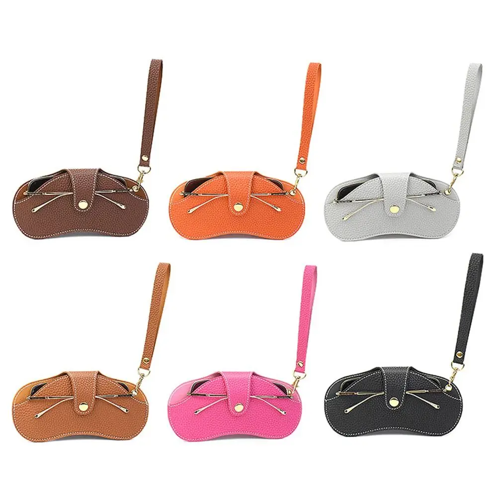 

Portable Handmade Hanging Neck Glasses Bag Glasses Storage Box Sunglasses Case PU Leather