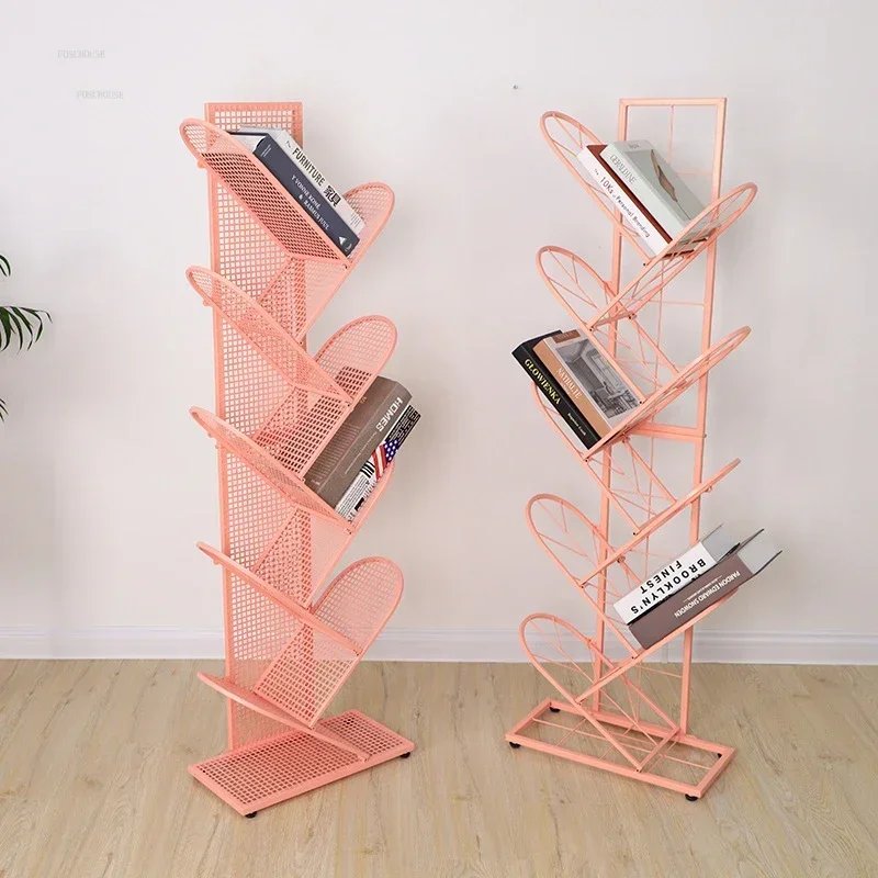 Creative Tree-shaped Bookcases Nordic Iron Floor Bookshelf Modern Living Room Furniture Office Multi-layer Decorative Shelves C
