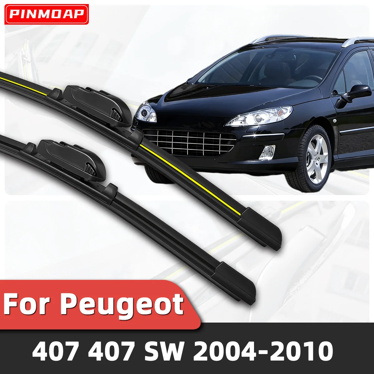 

PINMOAP 2 шт. передние бесшумные дворники для лобового стекла, подходят для Peugeot 407 407 SW 2004-2010, автозапчасти
