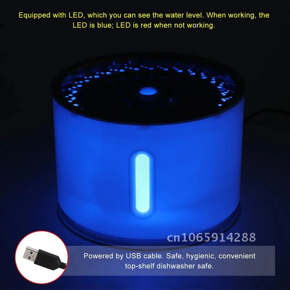 

2.4L Automatic Pet Feeder Water Fountain With LED Electric Mute Cat Drinking Dispenser Bowl USB Drop Shipping Water Drinker Pet
