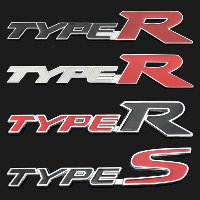 3D Metal Car Letters For Honda Type R Emblem Type S Logo Stickers Civic 7th 8th FN1 FN2 FK2 FK8 Front Grill Trunk Accessories