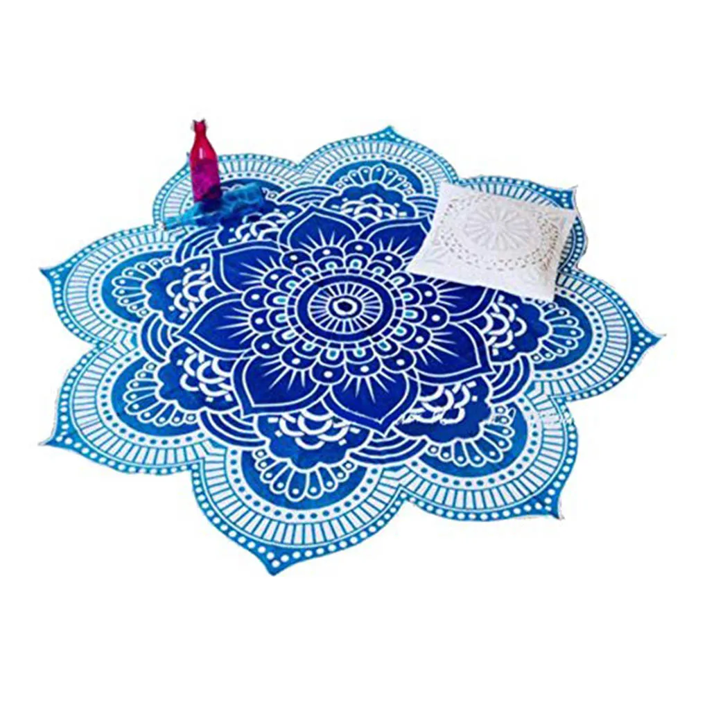 Flowers Roundie Beach Throw Tapestry Hippy Boho Gypsy Cotton Tablecloth Beach Towel Yoga Mat Cappa