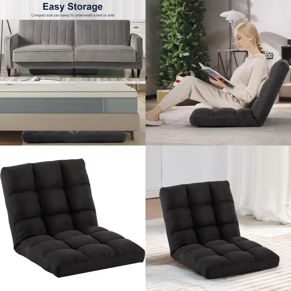 

Эргономичное кресло-реклайнер увеличенного размера с регулируемой спинкой для гостиной, спальни или игровой комнаты (черное)